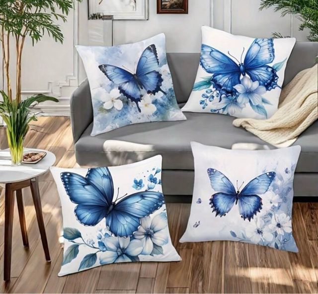 Fundas almohadas mariposas azules 40x40cm