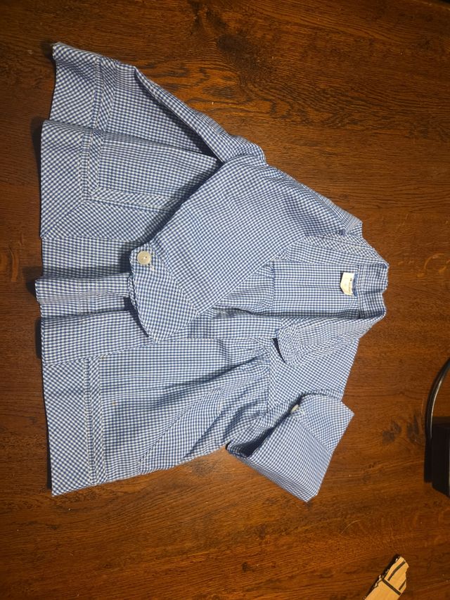 Blusón bebé cuadros azules, talla 0