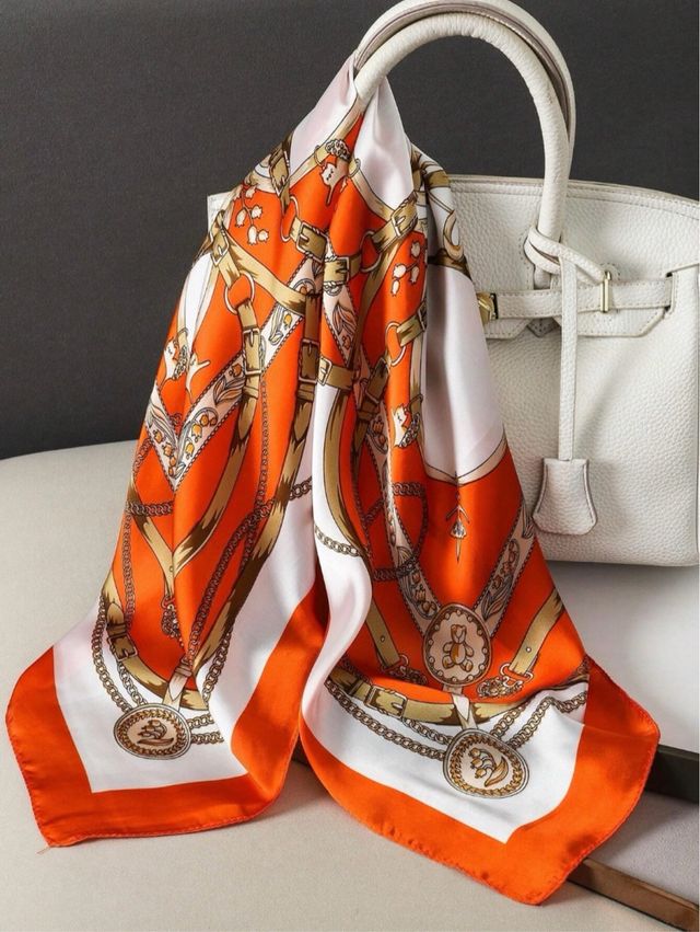 Pañuelo Satinado 70cm | Foulard naranja - Nuevo