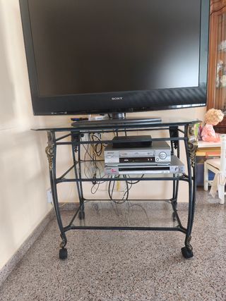 Mueble TV forja y cristal