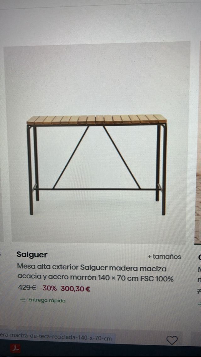 Mesa alta de madera y metal