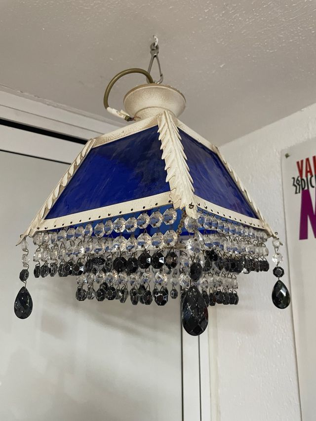 Lampada vintage blu e bianca