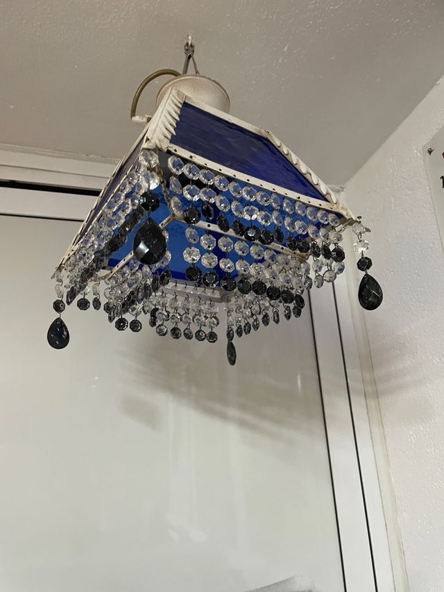 Lampada vintage blu e bianca