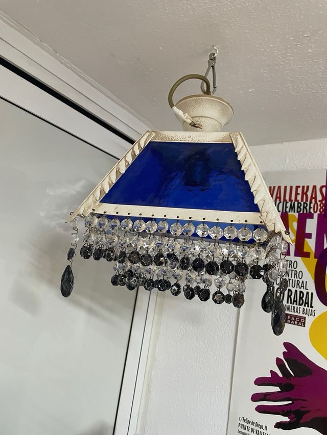 Lampada vintage blu e bianca