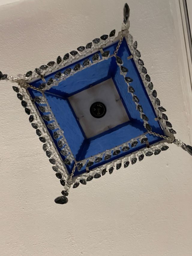 Lampada vintage blu e bianca