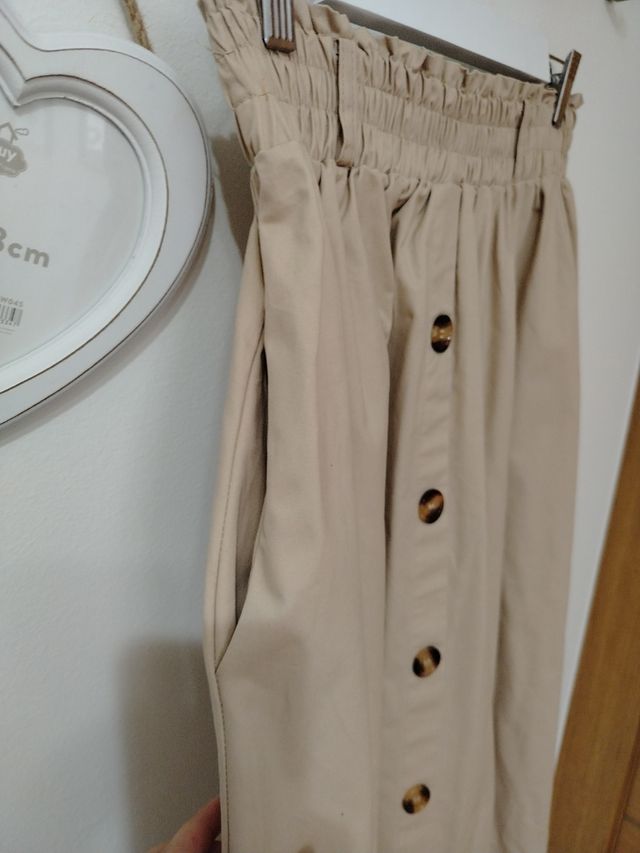Falda beige gabardina