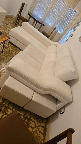 Sofá chaise longue blanco - piel sintética