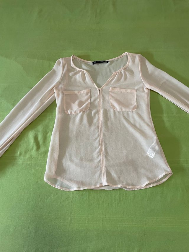 Blusa beige-coral transparente