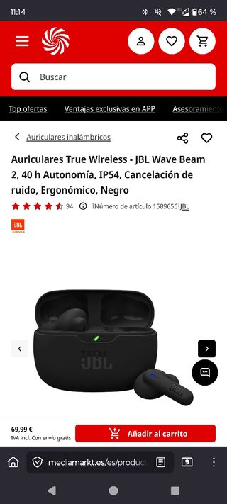 Auriculares JBL Wave Beam 2 Bluetooth