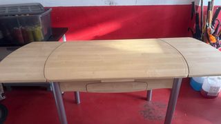 Mesa extensible +3 sillas cocina beig 
