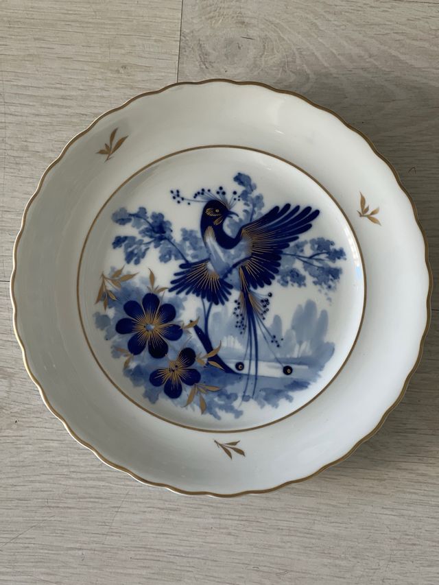 2 Platos porcelana CAPEANS Pajaros azules