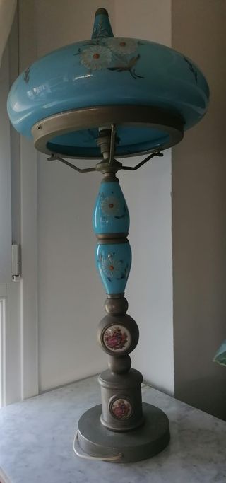 Lampara Art Decó azul y plata