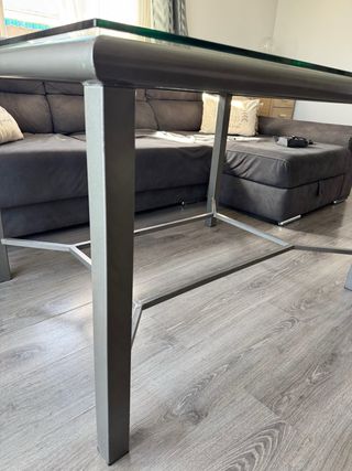 Mesa camilla forja cristal gris