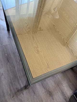 Mesa camilla forja cristal gris