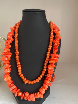 Collar Coral Natural Rojo-Naranja