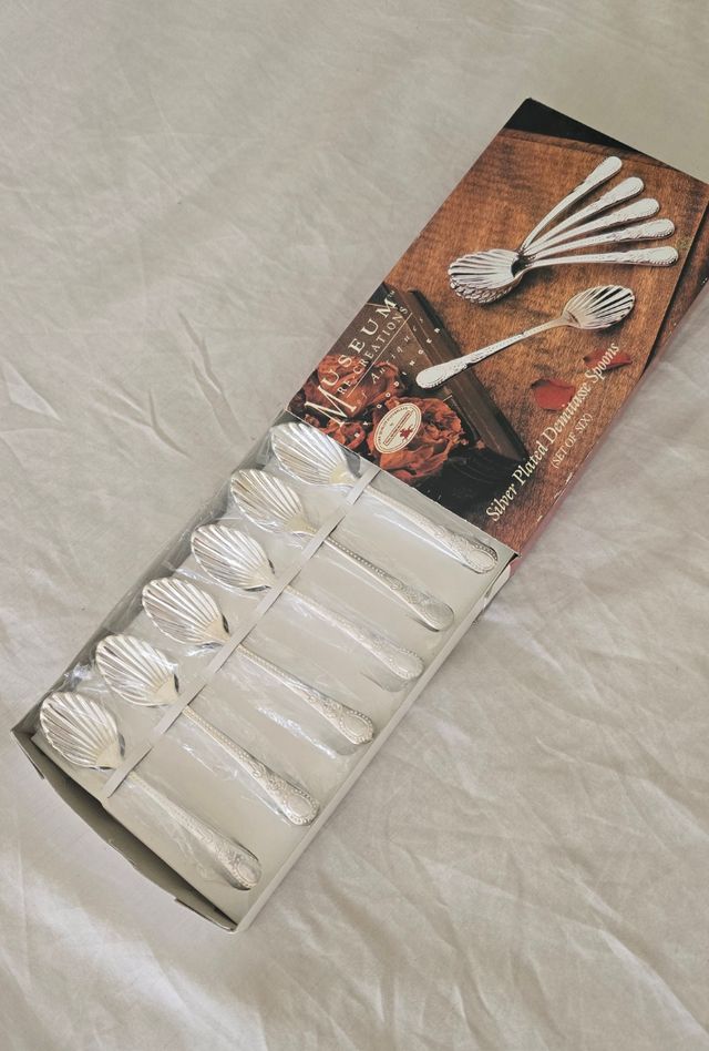 6 Cucharillas Demitasse Antiques bañadas en plata