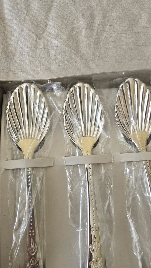 6 Cucharillas Demitasse Antiques bañadas en plata