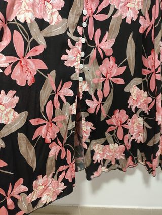 Vestido maxi floral - Negro/Rosa