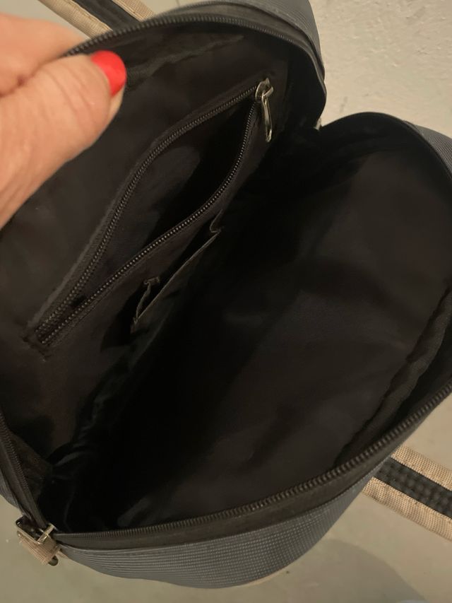 Bolso bandolera azul y beige