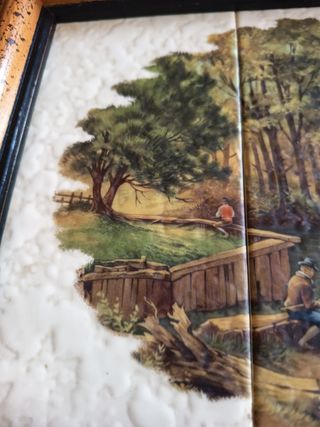 Cuadro rústico con escena campestre