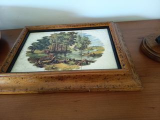 Cuadro rústico con escena campestre