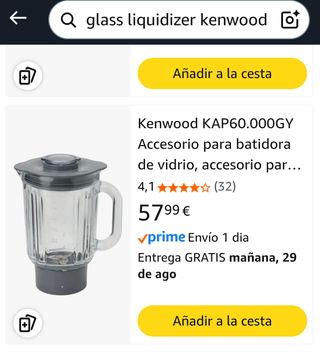 Vaso de cristal Licuadora Kenwood Chef/Major 1.5L