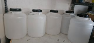 5 Bidones de plástico 10L uso alimentario