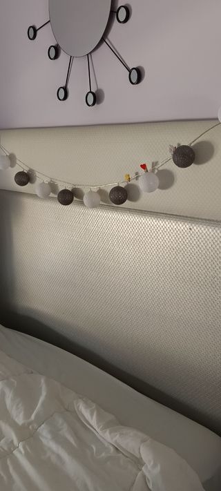 Cabecero cama 150cm - plata y blanco