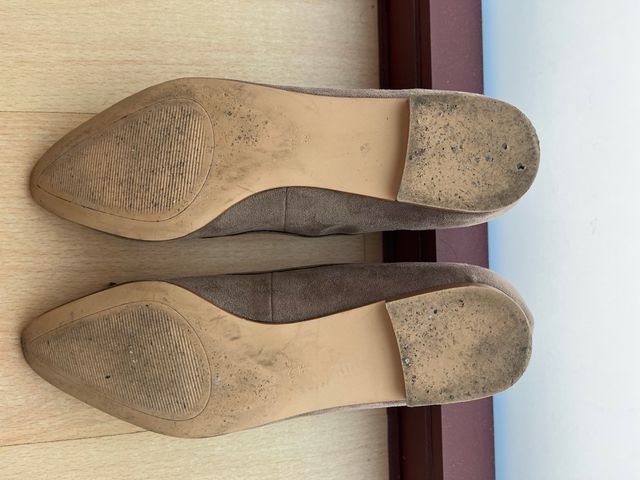 Zapatos planos de Mango – Piel y tela – Color beig