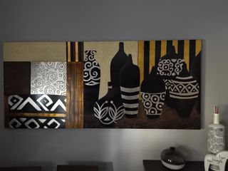 Cuadro decorativo madera negro-plata