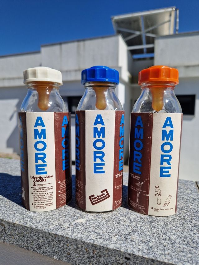 3 Biberões Vidro portugues Vintage