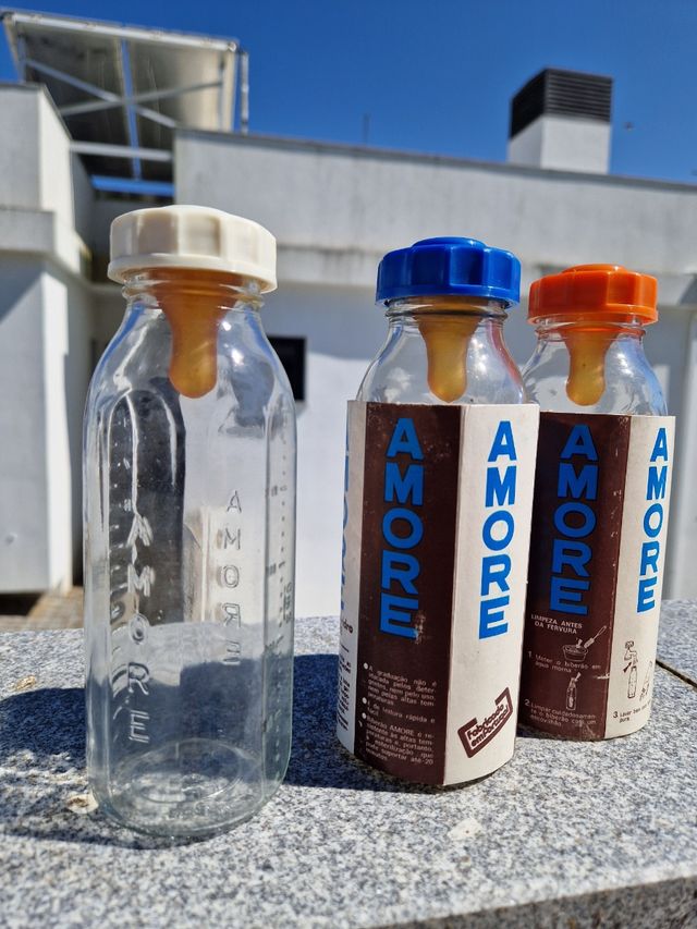 3 Biberões Vidro portugues Vintage