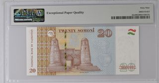 Tayikistán * billete 20 Somoni 2018 PMG 69 EPQ TOP