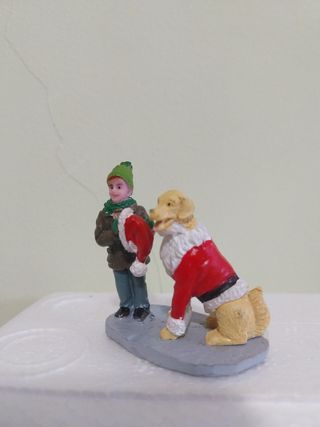 Figura Niño y Perro Navidad