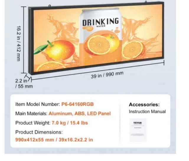 Panel LED publicitario 99x41cm