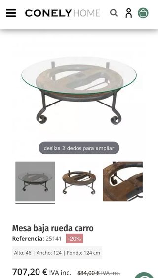 Mesa de madera y metal rústica. Le falta cristal.