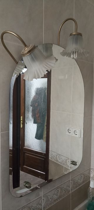 Espejo baño con luz - dorado
