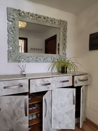 Zapatera gris decapé - Mueble recibidor