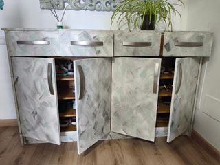 Zapatera gris decapé - Mueble recibidor