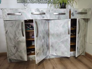 Zapatera gris decapé - Mueble recibidor