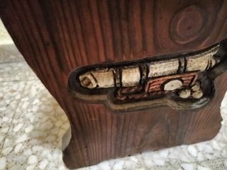 Silla madera tallada años 80