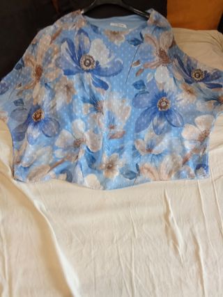 Blusa fiori blu - tg. unica