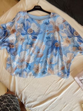 Blusa fiori blu - tg. unica