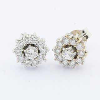 Pendientes oro blanco con brillantes y perla