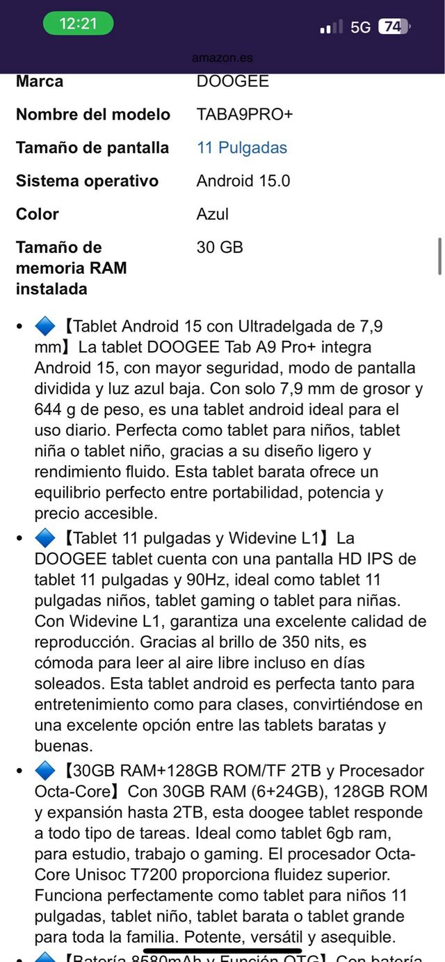 nuovo tablet Tab A9 Pro+ 11" confezionato con Android 15