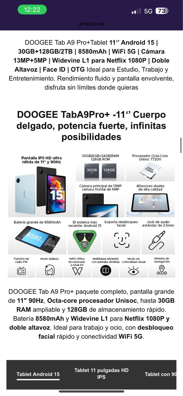 nuovo tablet Tab A9 Pro+ 11" confezionato con Android 15