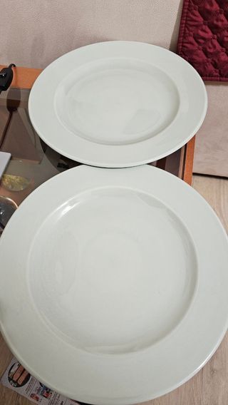 2 Platos porcelana verde claro grandes
