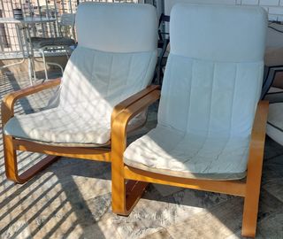 2 Sillones Ikea Arsunda Blancos y Marrón.