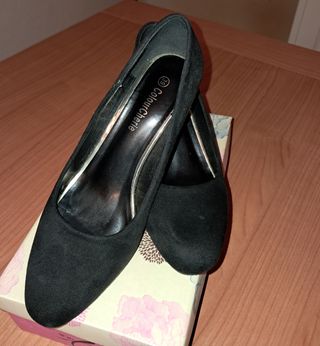 Zapatos negros ante - tacón bajo