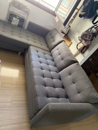 Sofá chaiselong gris - 2 plazas